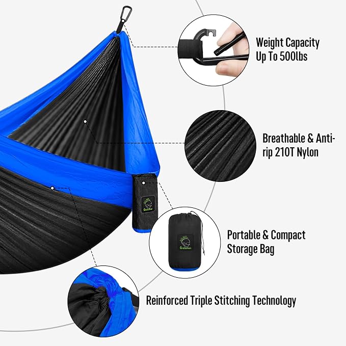 Grassman Camping Hammock Double & Single Portable Hammock - Image 4