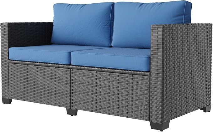 Aoxun 1 Piece Loveseats Patio Furniture Set, Wicker Outdoor Furniture by Aoxun