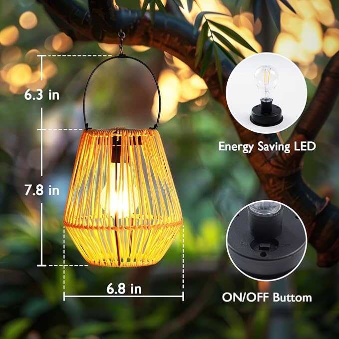Homemory Solar Lanterns Outdoor Waterproof Hanging Lights, Outside Solar Lamp - Image 4
