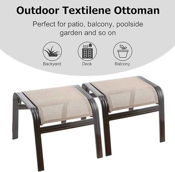 Outdoor Patio Footstools Aluminum Outdoor Ottomans Footrest Small Seating - Image 5