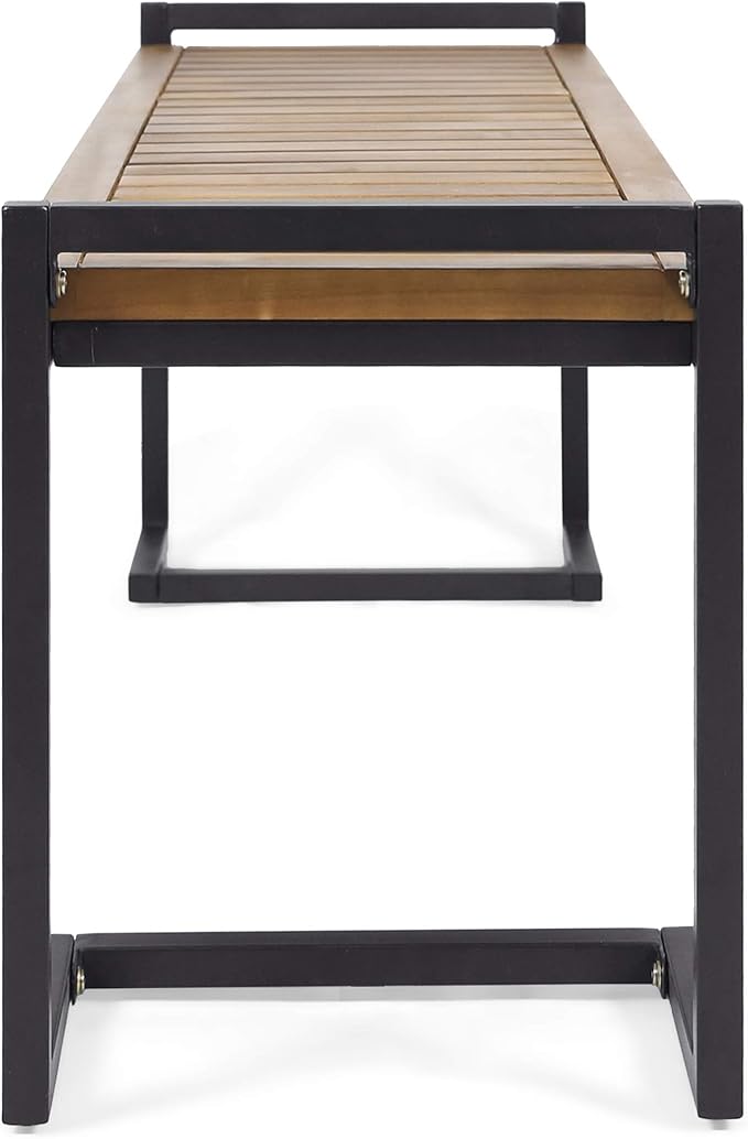 Christopher Knight Home Noel Outdoor Industrial Acacia Wood and Iron Bench - Image 8