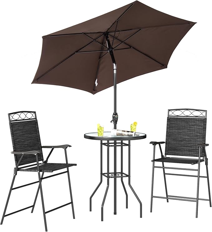 Outsunny 4 Piece Outdoor Patio Dining Furniture Set, 2 Folding Chairs, by Outsunny