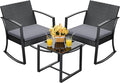 Devoko Resin Patio Furniture Set 3 Piece All Weather Outdoor Rocking Chairs by DEVOKO