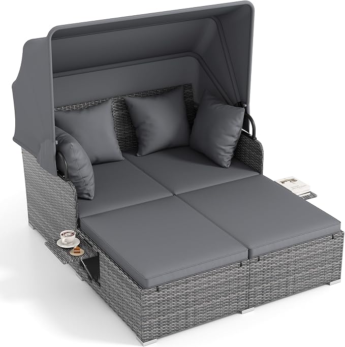 ORALNER Outdoor Daybed, 2-Person Wicker Patio Sofa - Image 7