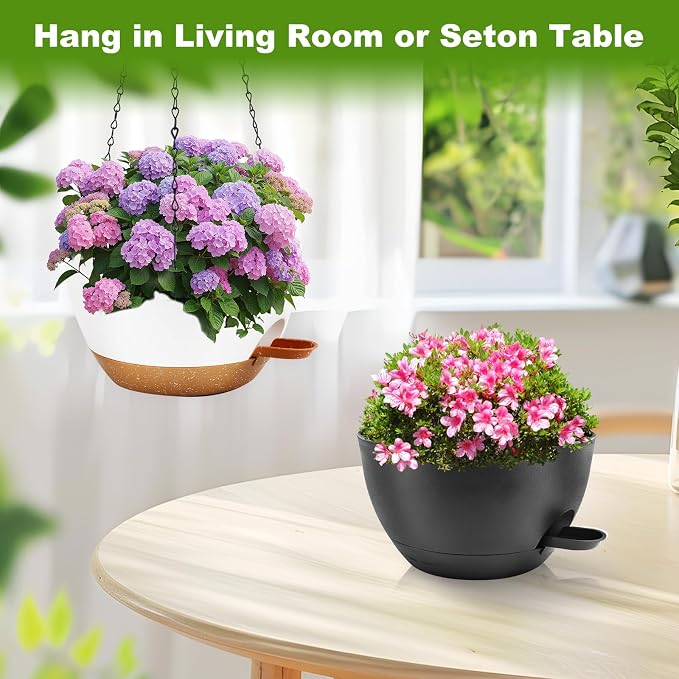10 inch Hanging Planters for Indoor Plants, 3 Pack Self-Watering Hanging - Image 8