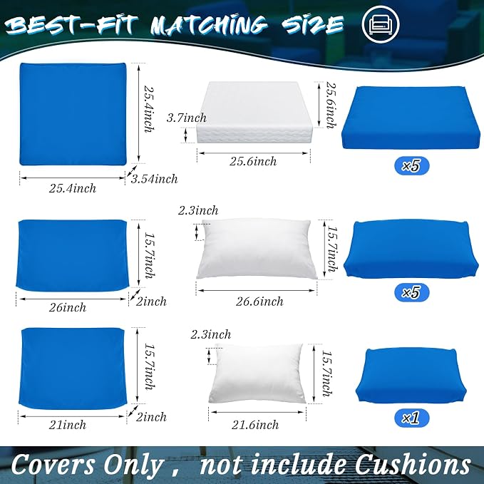 Patelai 11 Pcs Waterproof Patio Cushion Covers - Image 3