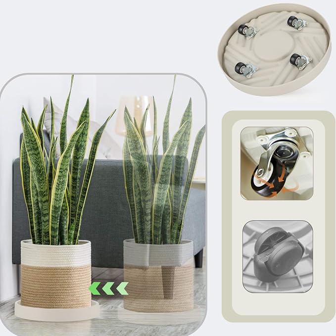 2 Pack Plant Caddy with Wheels, Flower Pot - Image 2