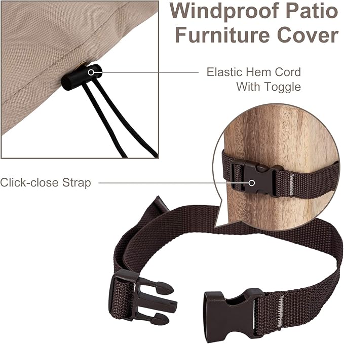 Square Patio Table Cover 92''L x 92''W x 32''H Waterproof 600D Patio Dining - Image 4