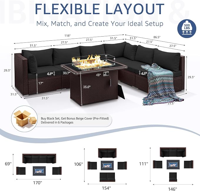 NICESOUL 7 Piece Outdoor Patio Furniture Set - Image 4