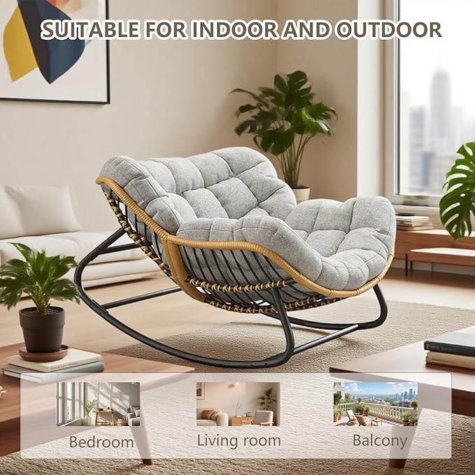 Oversized Papasan Rocking Chair - Image 3