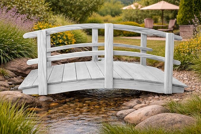 6 FT White Amish Made Garden Bridge - Image 4