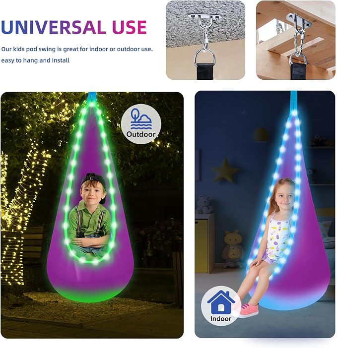 Light Up Swing Chair Hammock Chair Indoor Outdoor - Image 5