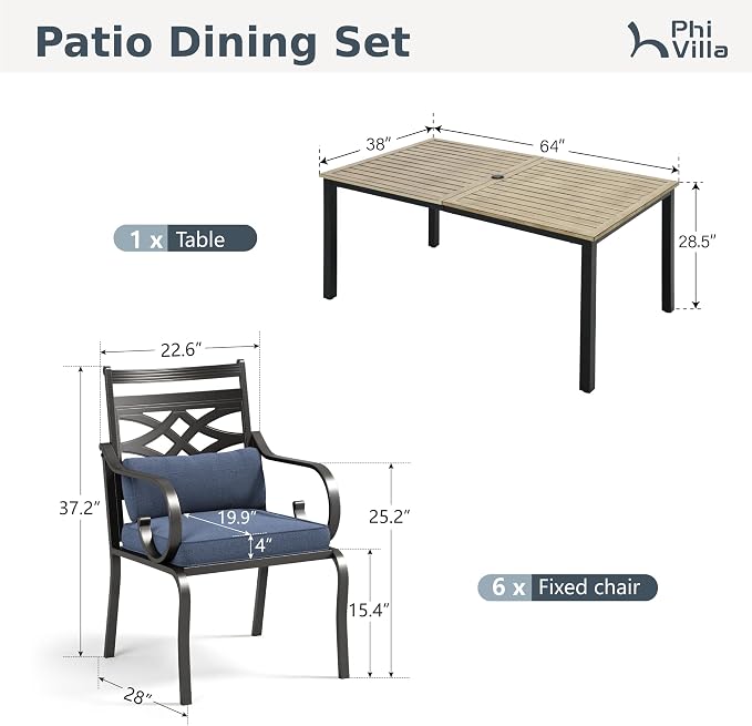 PHI VILLA 7 Pieces Outdoor Dining Set - Image 9