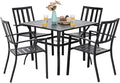 PHI VILLA 5-Piece Metal Patio Outdoor Table and Chairs Dining Set- 37" Square by PHIVILLAThepioneerofcomfortablehouseholdsupplies