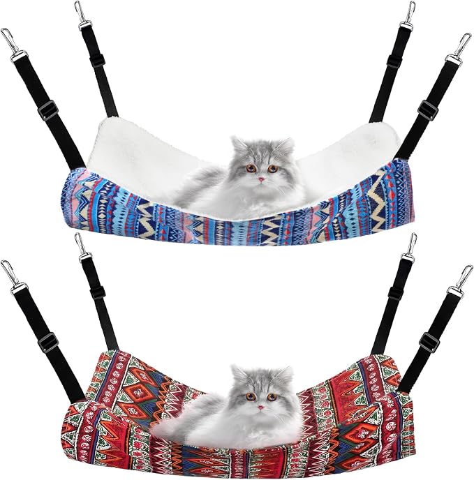 Jetec 2 Pack Cat Hammock for Cage, Catio Accessories Reversible Soft Cats Bed by Jetec