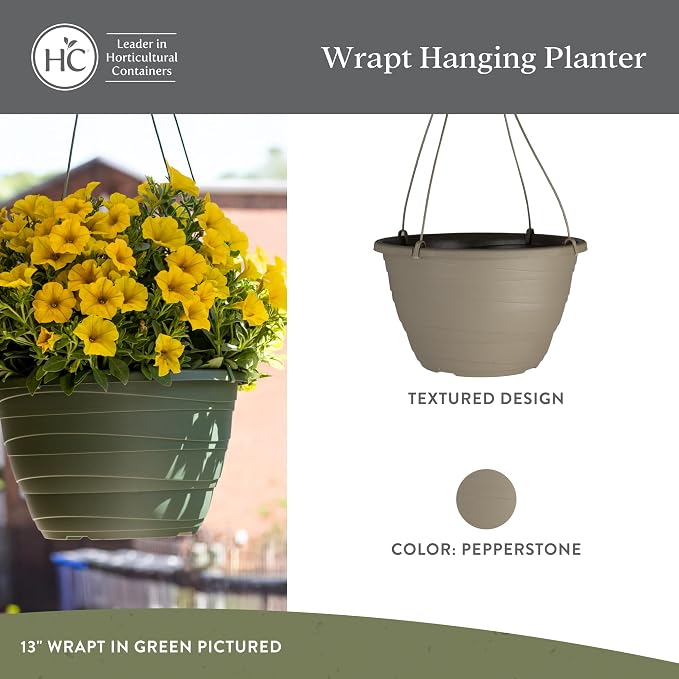 The HC Companies 13 Inch Wrapt Hanging Planters, Lightweight UV-Resistant - Image 2