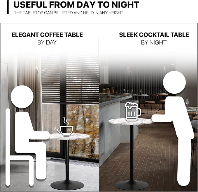 MoNiBloom Round Bar Table Adjustable Height, Metal Base and - Image 7