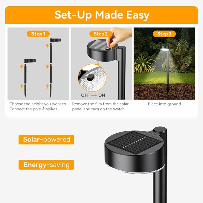 6 Pack Solar Pathway Lights Outdoor, 12 Brighter LED Solar Lights Outdoor - Image 6