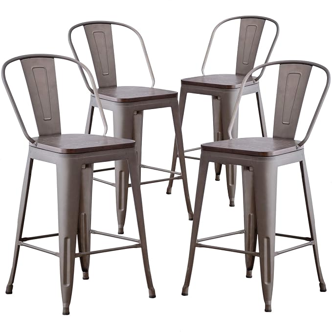 Aklaus Metal Bar Stools Set of 4, 24 inch Barstools Counter Height Bar Stools by AKLAUSHomeFurniture