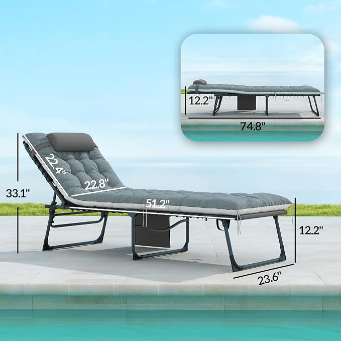 Outsunny Chaise Lounge Chair Outdoor Set of 2, 5-Position Adjustable Outdoor - Image 3