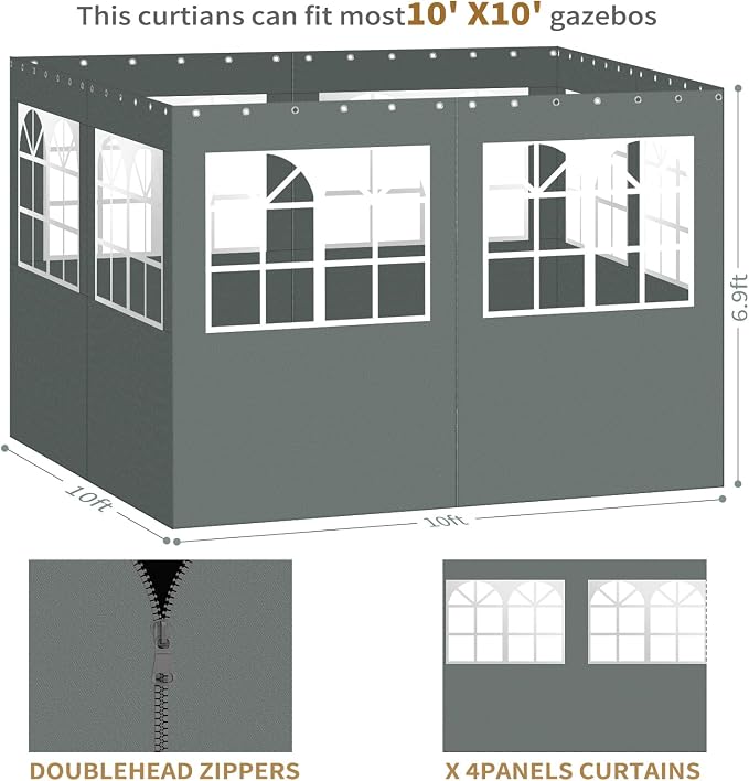 Gazebo Privacy Curtains 10' x 10' - Image 6