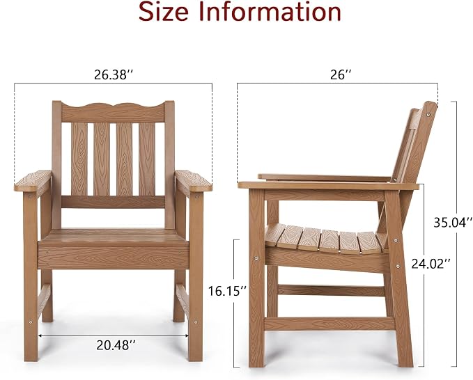 Stoog Oversized All-Weather Garden Bench & Chairs Set, 3-Piece Patio Furniture - Image 3