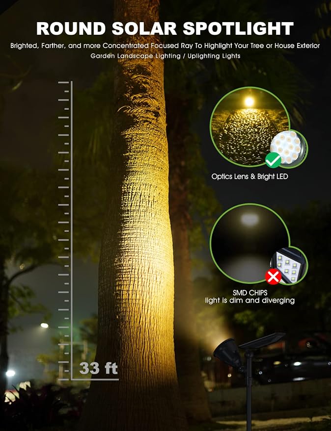 DBF Solar Lights Outdoor, 600LM Solar Spotlights Outdoor Waterproof, 2 - Image 2
