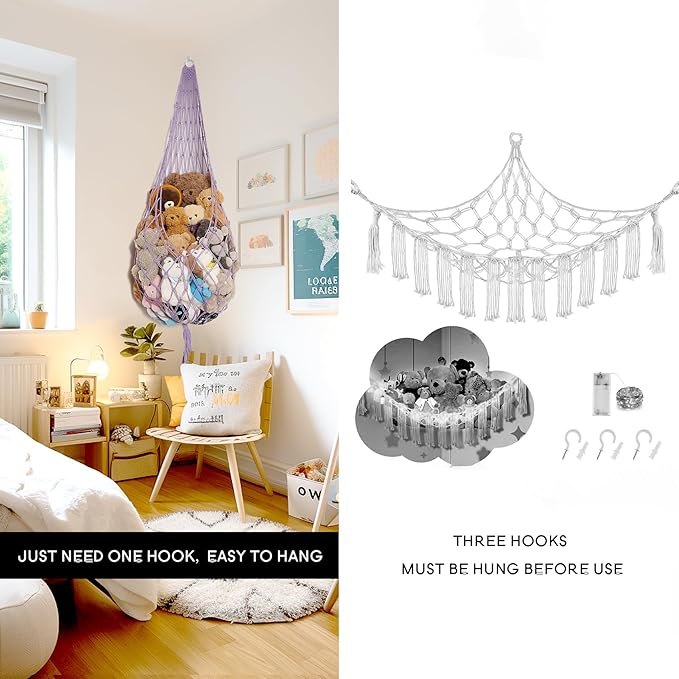 Upgrade Stuffed Animal Hammock Corner or Wall Hanging Net - Image 4