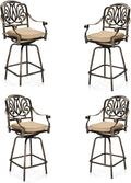 Outvita 4 Piece Outdoor Patio Swivel Bar Stools, All-Weather Cast Aluminum Bar by Outvita