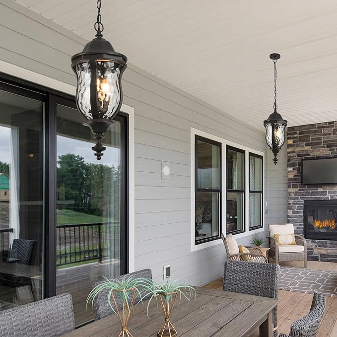 Large Outdoor Pendant Light Fixtures, 23.6'' Exterior Hanging Lantern Porch - Image 2