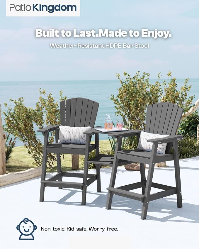 Grey HDPE Tall Adirondack Chair Set of 2 - Image 4