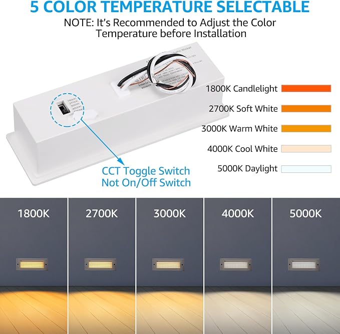 LEONLITE Update 5CCT LED Step Lights 120-277V, Dimmable 4.5W 300LM Anti-Glare - Image 3