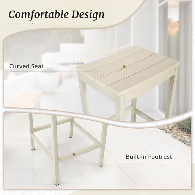 Outdoor Bar Height Table and Chairs Set, 3 Piece Patio Pub Bar Set - Image 6