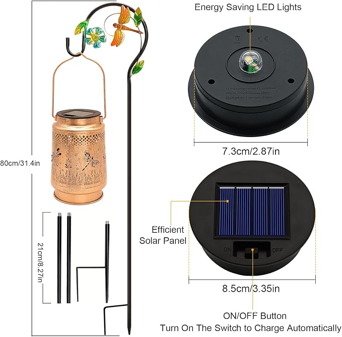 2 Pack Solar Lanterns Outdoor Waterproof Dragonfly Garden Decor, Gifts - Image 4
