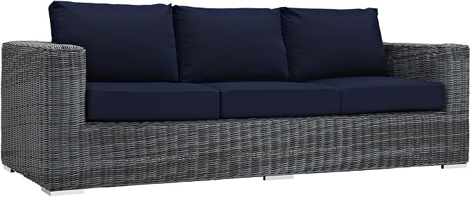 Modway EEI-1874-GRY-NAV Summon Wicker Rattan Outdoor Patio Sofa by Modway