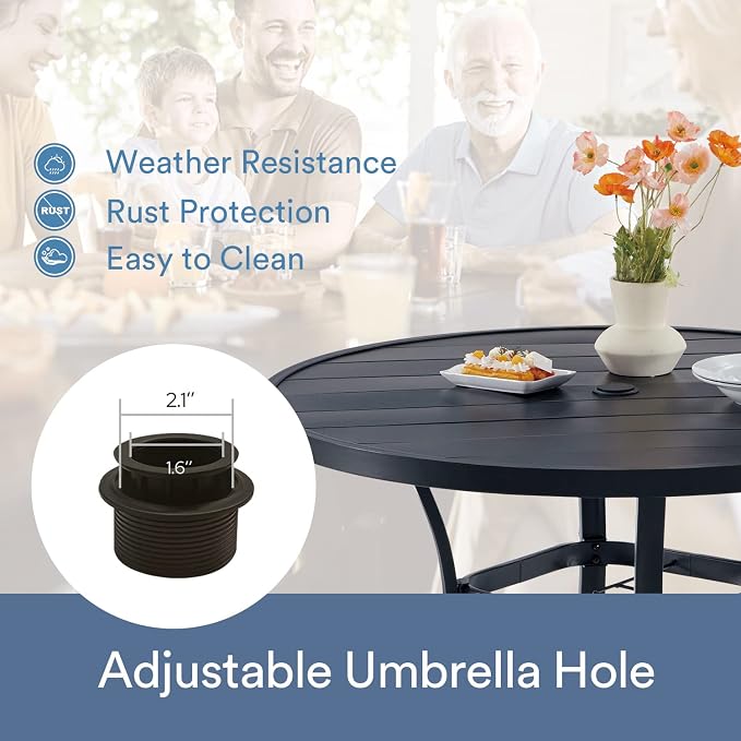 VICLLAX 40.6" Round Patio Table, Outdoor Dining Table - Image 6
