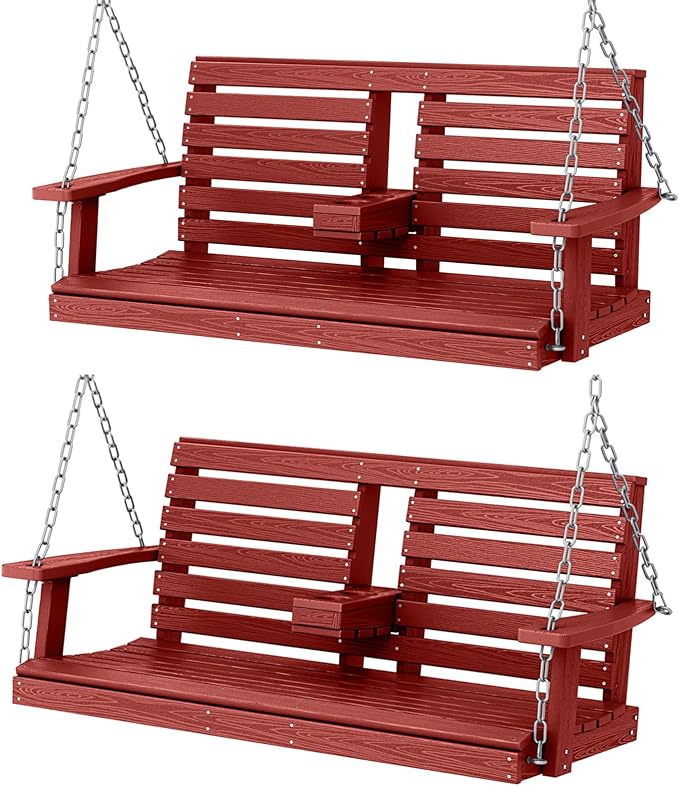 KINGYES Outdoor Hanging Patio Swing Set of 2, 2 Seat Swing Chair by KINGYES
