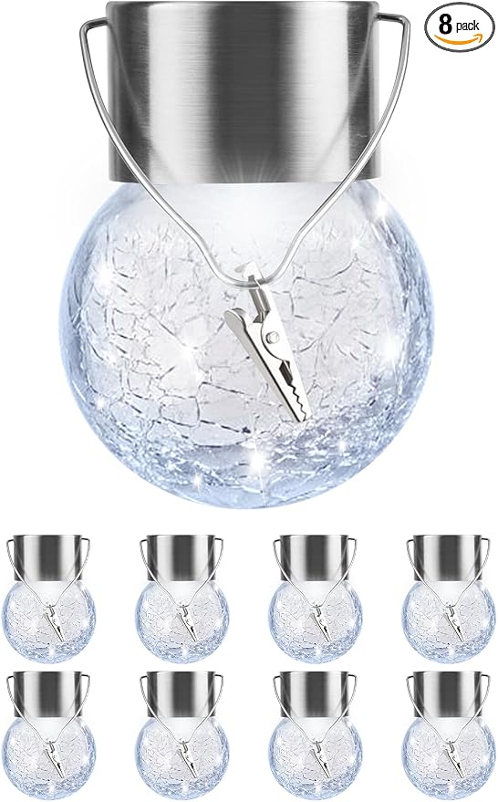 Solar Lights Outdoor Hanging Decorative Globe 8 Pack, Waterproof Solar Lantern by PARTPHONER