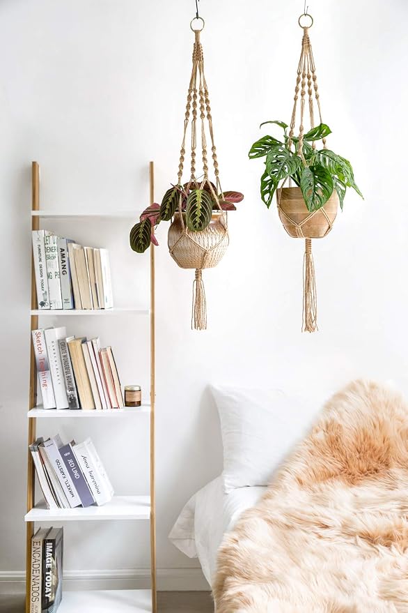 Mkono 2 Pack Macrame Plant Hangers Indoor Hanging Planter Basket Decorative - Image 9