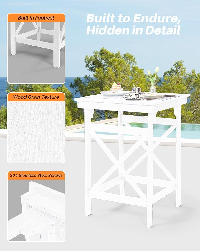 HDPE Outdoor Bar Table, Weather Resistant HDPE Patio High Top Pub Table - Image 8