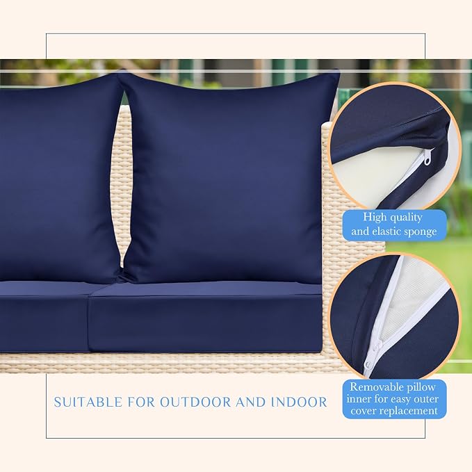Hoteam 6 Set Outdoor Chair Cushions 20 x 20 Inch Patio Cushions Deep Seat - Image 6
