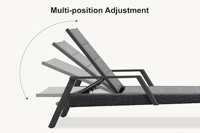 PURPLE LEAF Outdoor Chaise Lounge 2 Pieces Patio Recliner Sunbathing Tanning - Image 8