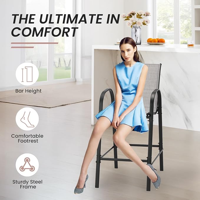 2-Piece Outdoor Bar Stool Set - Image 4