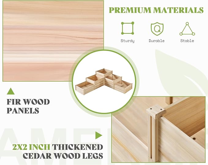 AMERLIFE 3-Tier Raised Garden Bed, 28 Inch Depth Fir Wood Planter Box - Image 5