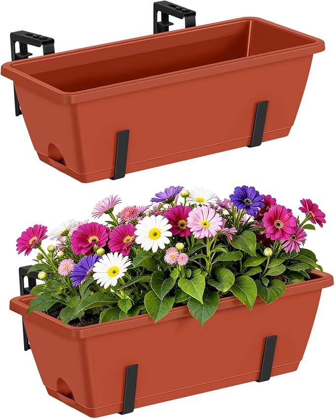 CADUKE Railing Planter Boxes Deck 2 Pack Railing Flower Box by CADUKE