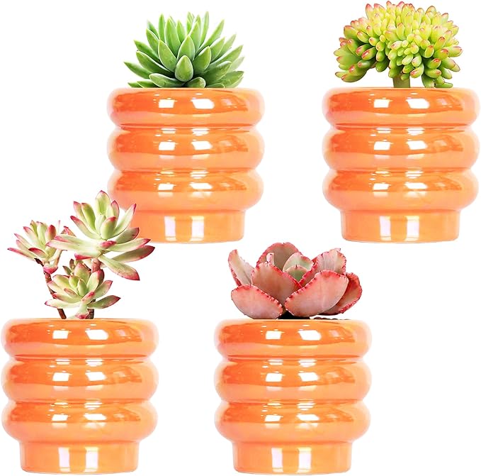 4.1 inch 4 pcs Ceramic Plant Pots by YFFSRJDJ