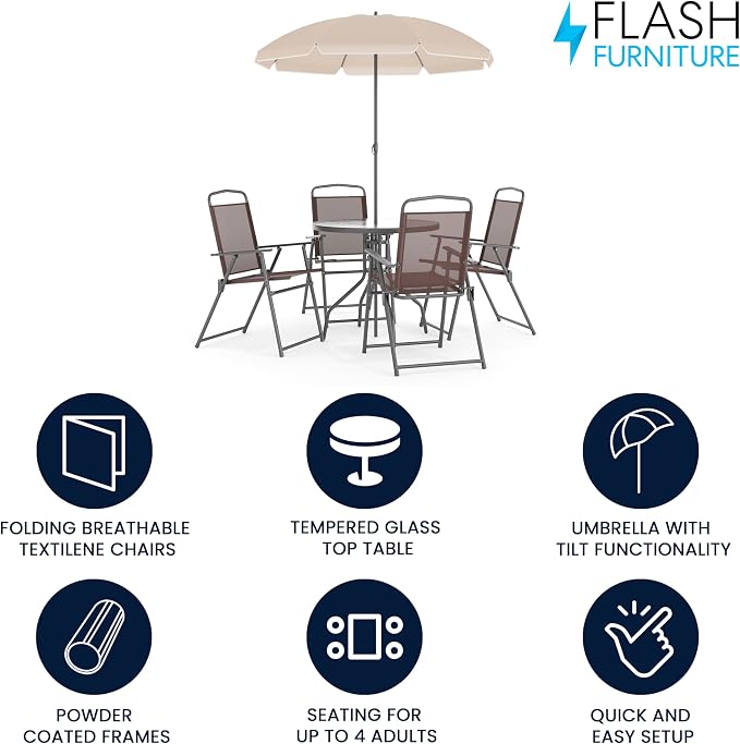 Flash Furniture Nantucket 6-Piece Patio Dining Set - Image 2