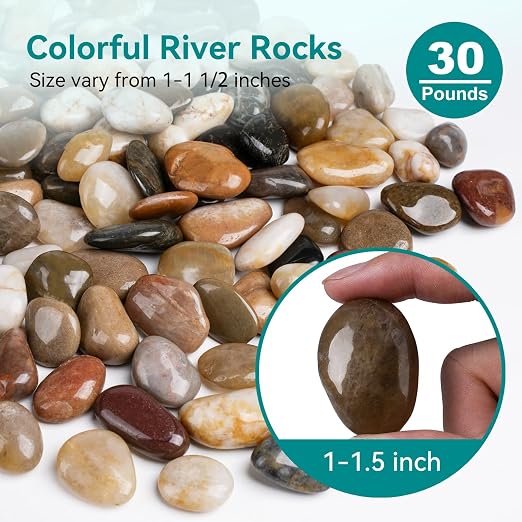 30 lbs River Rocks, 1-1 1/2 inch Plant Rocks - Image 2