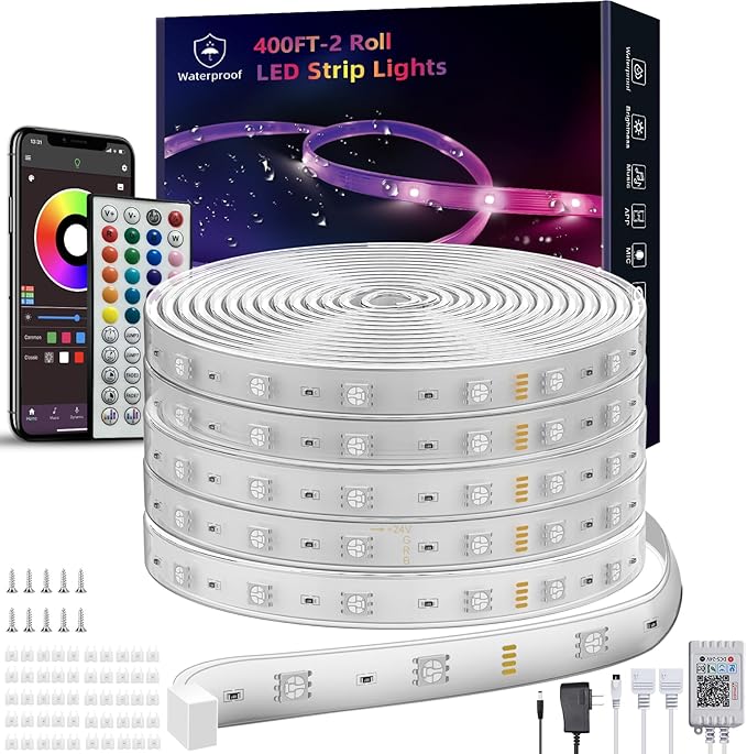 Outdoor Led Strip Lights Waterproof 400ft, Ip68 Outside Led Light Strip by Ledagic