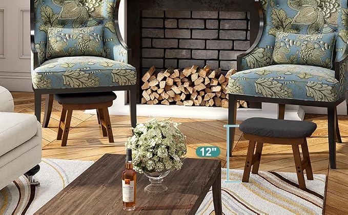 Gray Foot Stools Ottoman, Small Soft Footrest Ottoman - Image 2